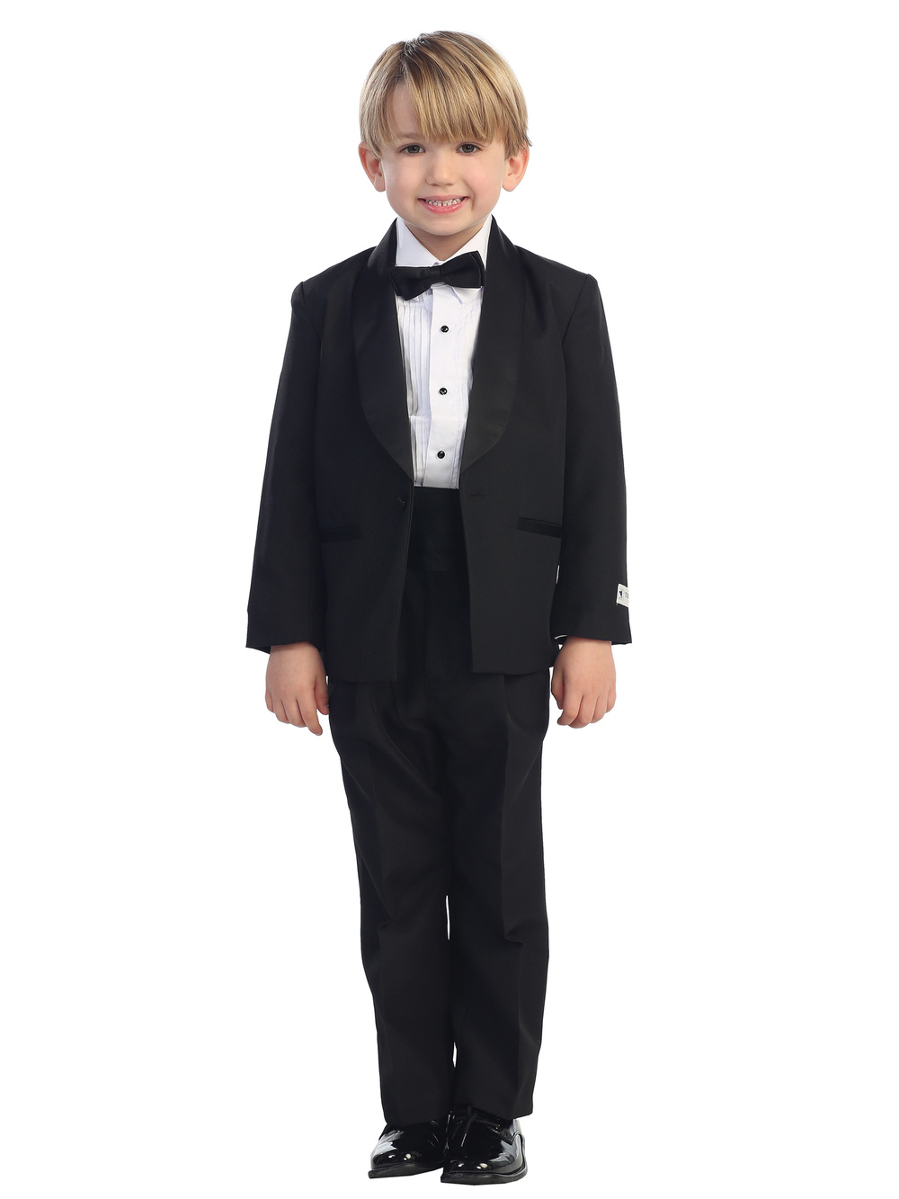 Baby Infant Toddler Kid Teen Boy Wedding Formal Satin Tuxedo Black Suit sz S-18 