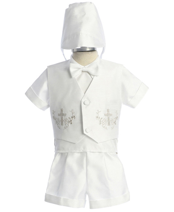 Infant Baby Toddler Boys White Shorts 5pc Set Suit Outfit Christening Baptism 