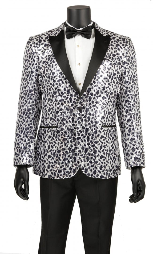 Black and White Sequin Sport Coat Only - Tuxedos Online