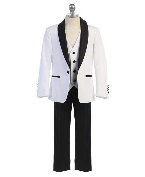 Baby Toddler Teen Boys Wedding Formal Shawl Lapel Suits Tuxedos Black White S-20 