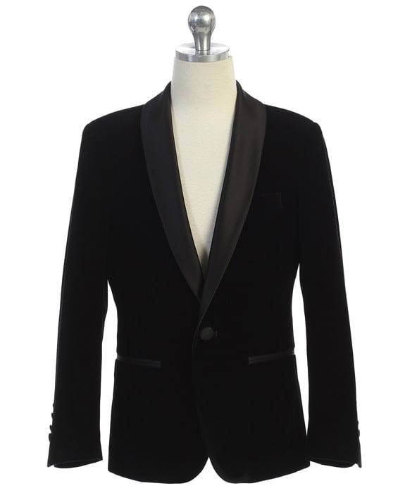 Boys Black Velvet Shawl Sports Coat Only- Blazer- Jacket - Tuxedos Online