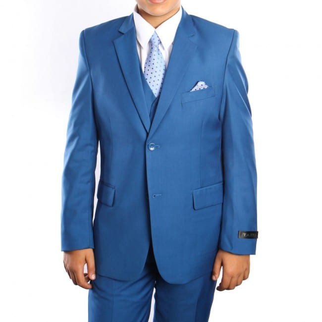 Boys Toddler Kid Teen 5-PC Wedding Formal Party Blue Suit Tuxedo w/ Vest sz 2-20 