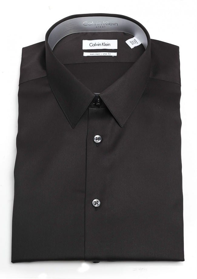 Calvin Klein Slim Black Slim Fit Carbon Dress Shirt All Cotton - Tuxedos  Online