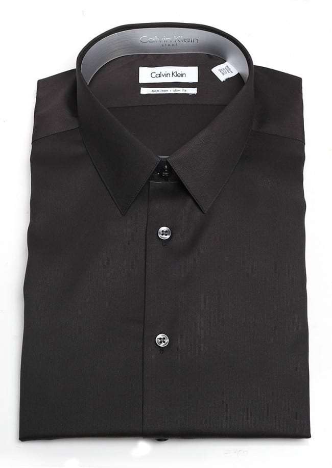 Calvin Klein Slim Black Slim Fit Carbon Dress Shirt All Cotton ...