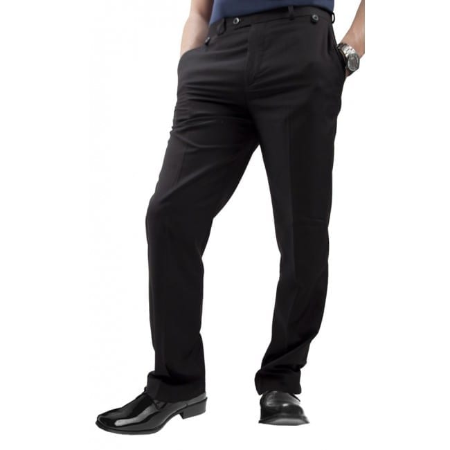 Dress Pants Tailored Black Microfiber Fitted Straight Leg Pants