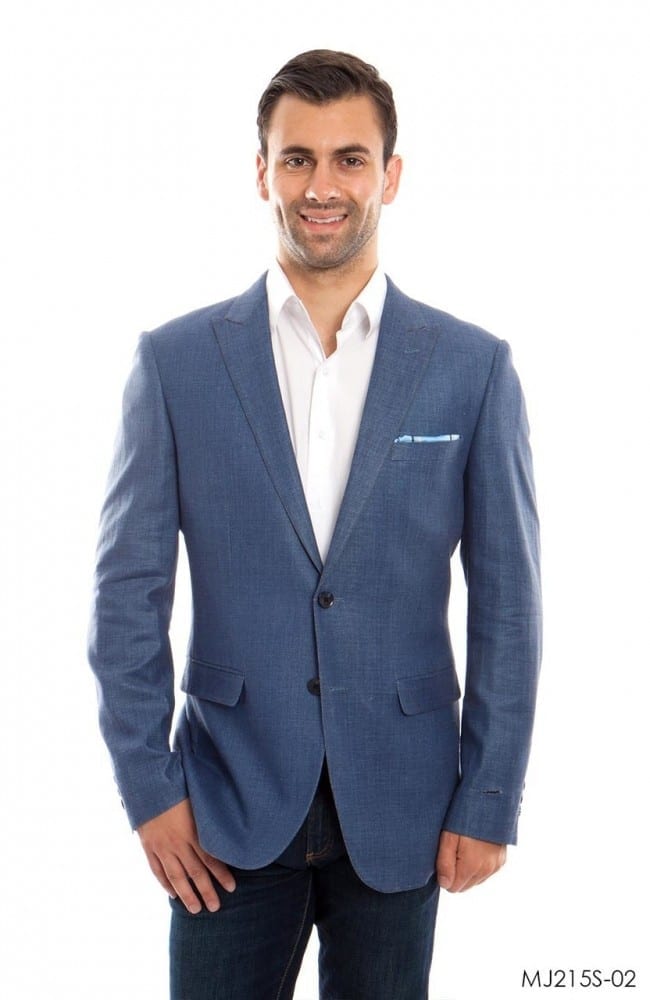 Blue Sports Coat Peak Lapel Fit - Tuxedos Online