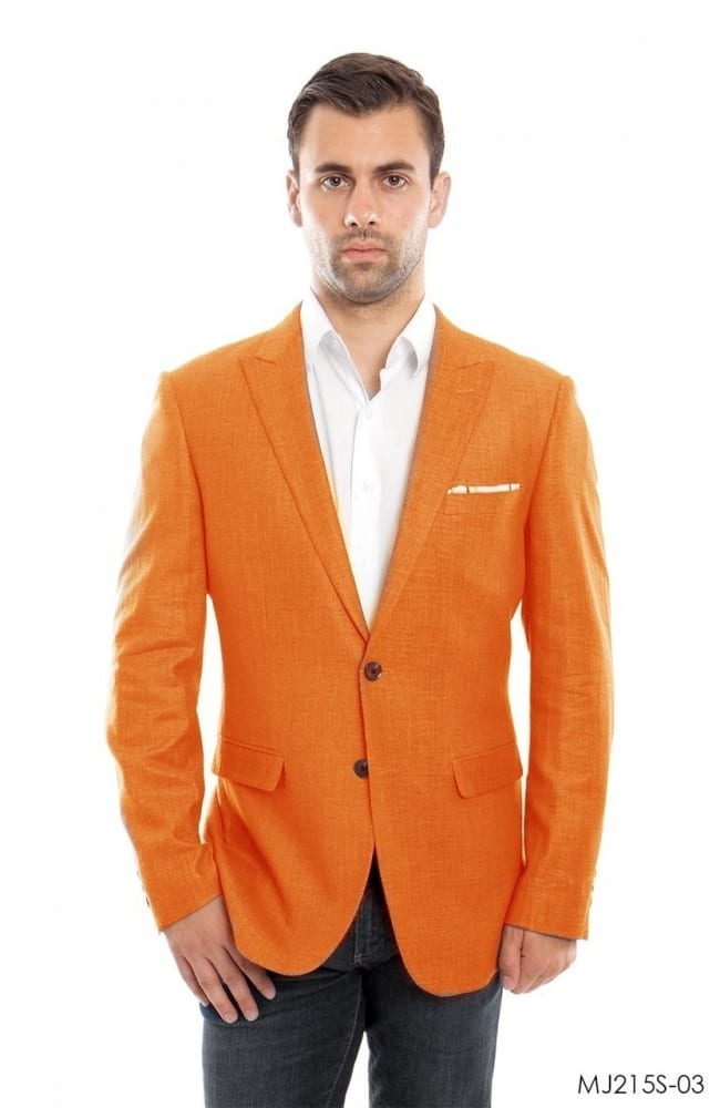 Mens Orange Linen Sports Coat Peak Lapel- Coat Only ...
