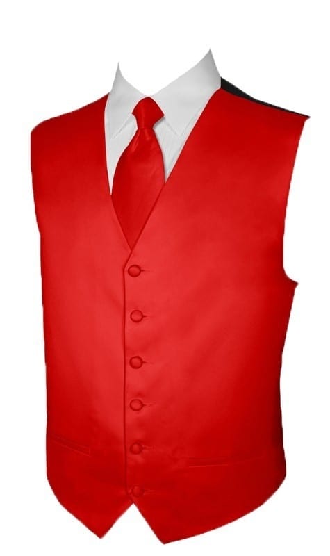 Satin Red Tuxedo Suit Vest