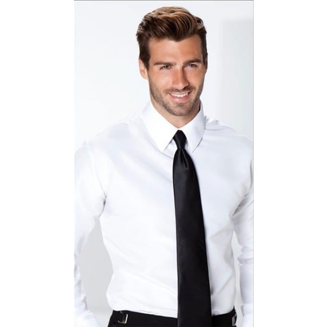 NEW Mens Black Laydown Collar Slim Fit Tuxedo Groomsmen Wedding Shirt Microfiber 