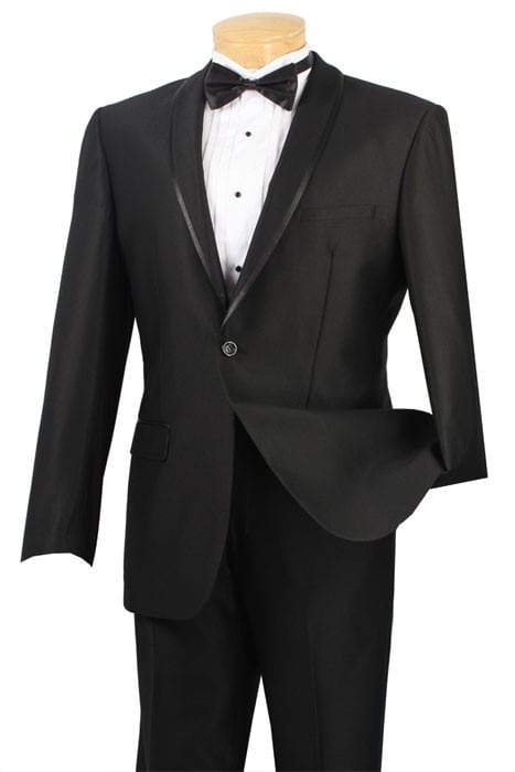 Tuxedo Black Shawl Lapel Slim Microfiber One Button Prom Or Wedding ...