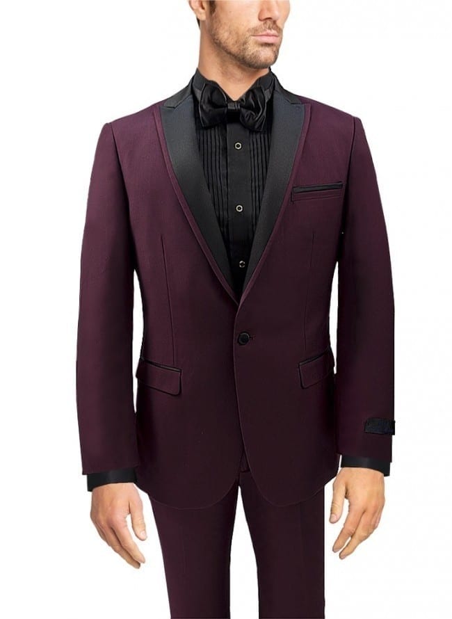 Burgundy One Button Shawl Lapel Tuxedo - Tuxedos Online