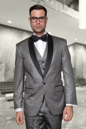 Tuxedo Modern Slim Fit Shawl Lapel Single Button in Gray - Tuxedos Online
