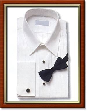 NEW Mens White Laydown/Spread Collar Pleated Tuxedo Shirt Wedding Prom ALL SIZES