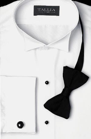 White NEW Microfiber Tuxedo Shirt /"Laydown Collar/" Non pleat