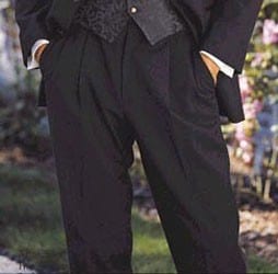 pleated tuxedo pants