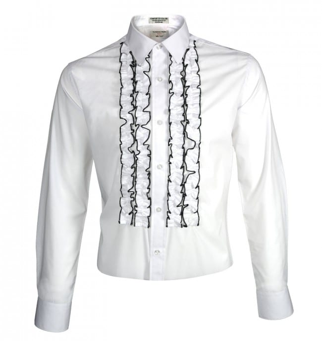 black and white ruffle shirt