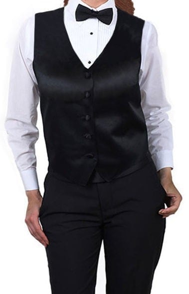 Women's Black Satin Uniform Vest