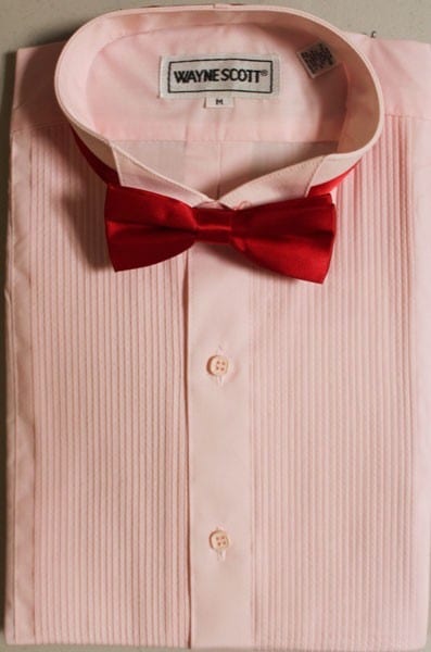 New Pink Tuxedo Shirt Wing Collar Pleated Front Classic TUXXMAN Mens All Size 