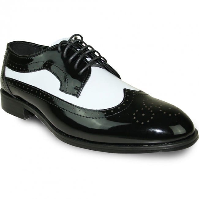 Black & White Wing Zoot Mens Tuxedo Shoes Gatsby Shoes, Spat Shoes