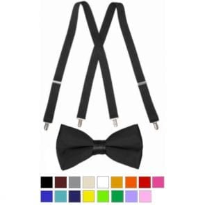DEOBOX Boys Suspenders and Bowtie Set Wedding Adjustable 
