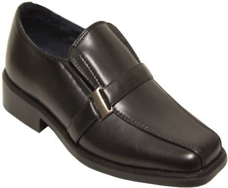 Boys Black Dress Shoes with Buckle Faux Leather - Tuxedos Online