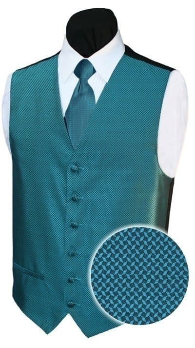 BOYS GEO Tuxedo Vest TURQUOISE BACKLESS Vest Only