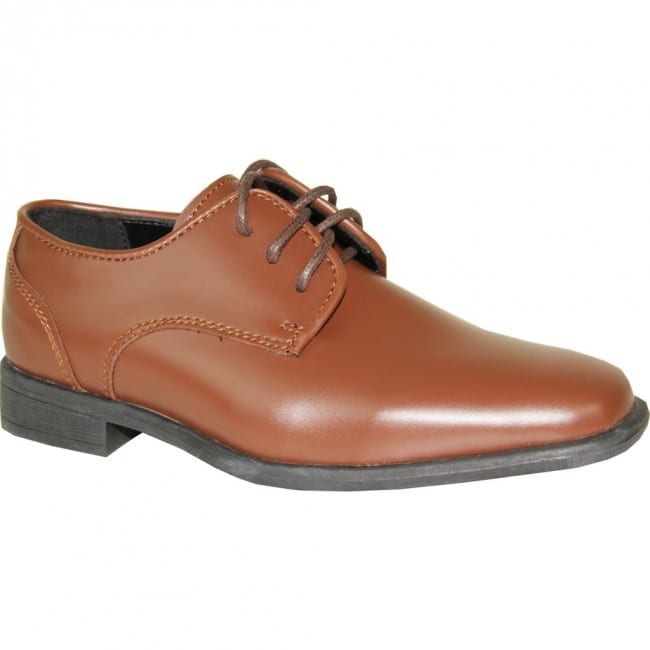 Boys Matte Cognac Brown Tan Dress Shoes 