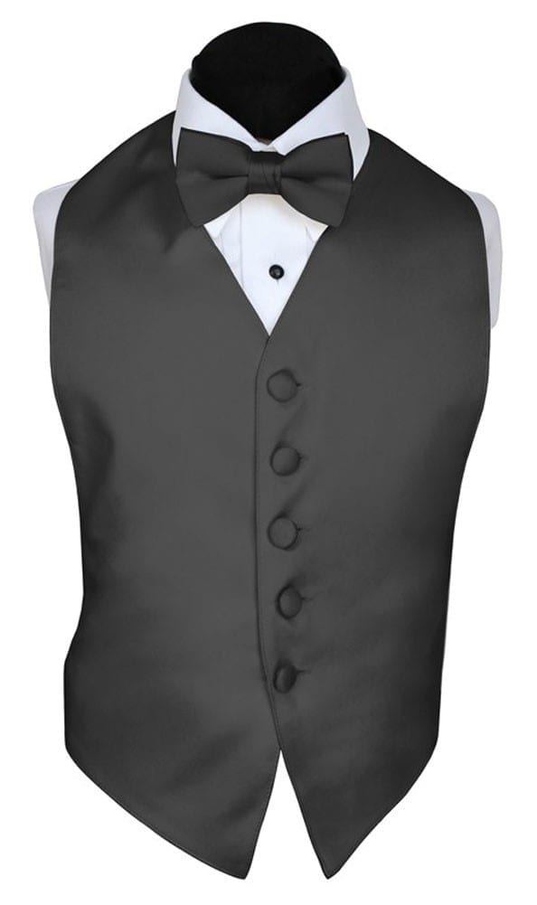 New Boy's Kid's formal Tuxedo Vest Waistcoat & Necktie Silver US size 2-14 