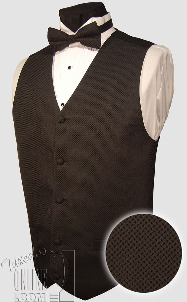 After Six Brown Black Diamond Geometric Backless Tuxedo Vest Men's Size XL 