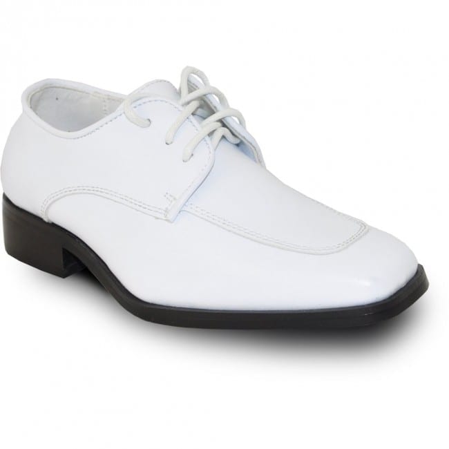 Wedding First Communion Boys White Lace Up Square Toe Dress Shoes 