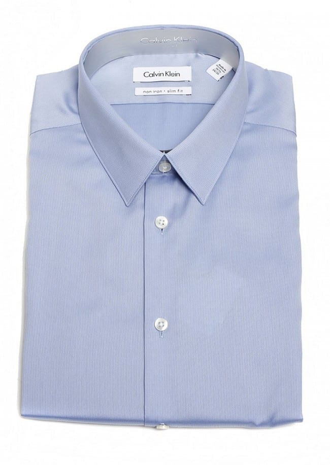 Moederland Oppervlakte zonsopkomst Calvin Klein Slim Fit Mist Blue Dress Shirt all Cotton - Tuxedos Online