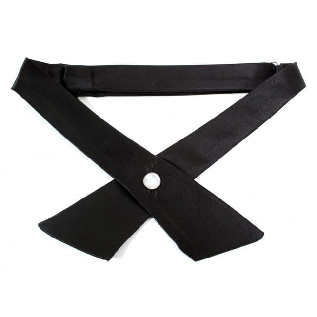 Cross Tie BLACK Satin Continental Tie Cross Over Tie - Tuxedos Online