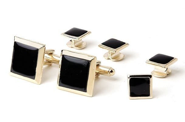 Cuff links Onyx Cufflinks~Hexagonal Onyx Cufflinks Gold Select Gift Pouch