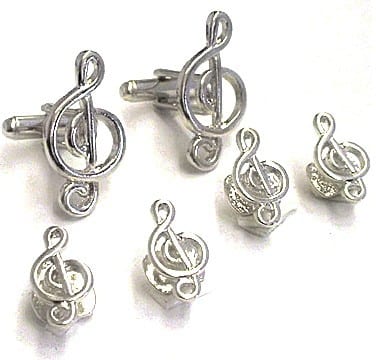 Musical G Clef Gold Studs and Cufflinks Set Musical G Clef Gold Studs and Cufflinks Set