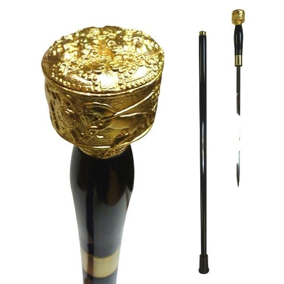 Walking Stick Gold Ornate Design Derby Handle Cane - Tuxedos Online