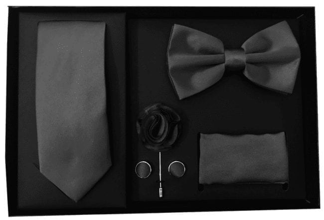 Zipper Tie & Bow-Tie Set in Lapis Brand Q Boys Tuxedo Vest