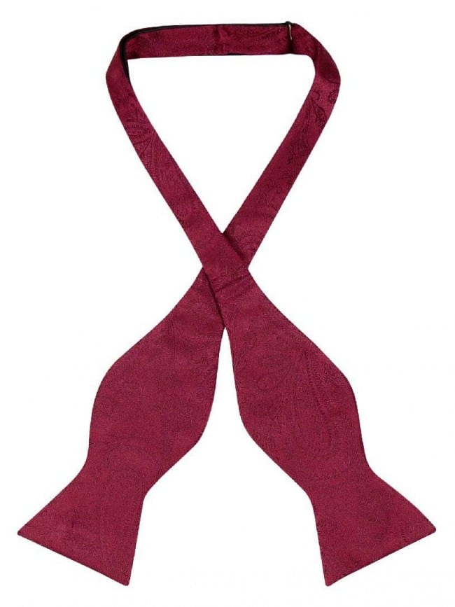Mens Burgundy Paisley Pattern Cummerbund and Bowtie