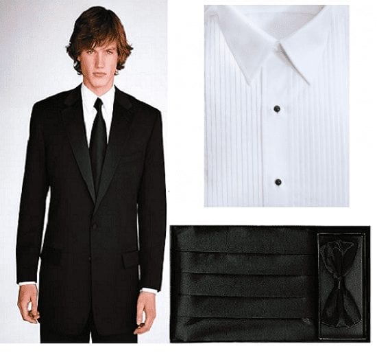 Mens Calvin Klein Slim Fit Wool Tuxedo package with Silk cummerbund  -Wedding- Prom - Tuxedos Online