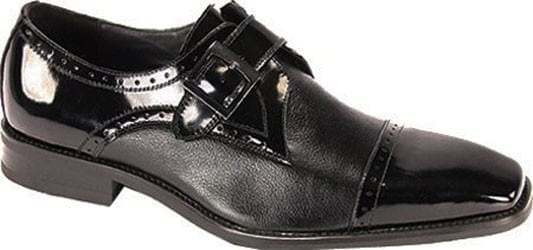 mens black dress shoes with silver buckle