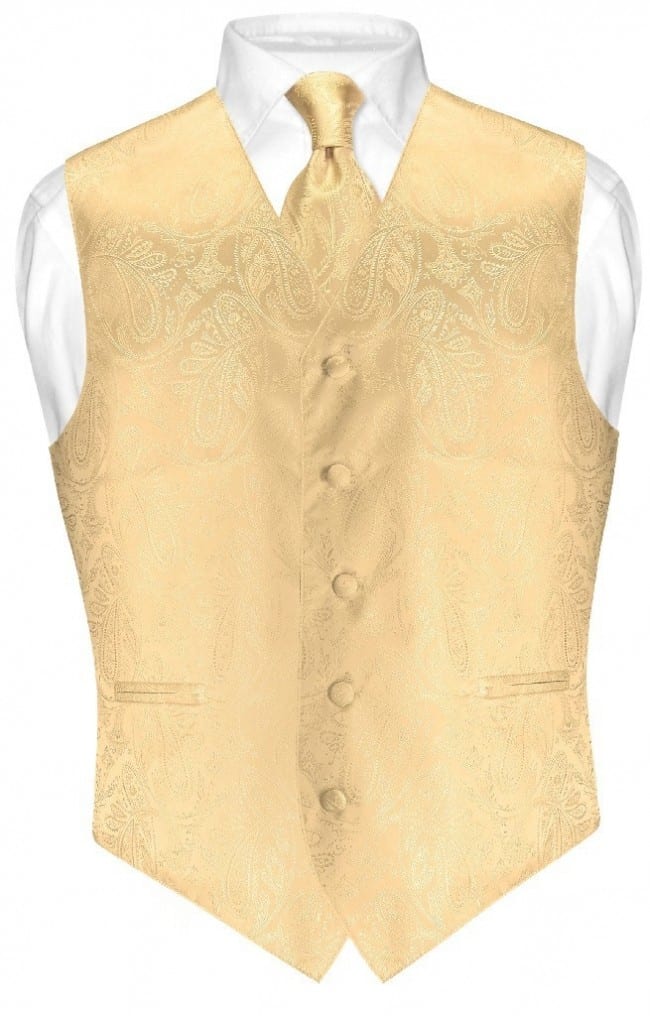 mens gold vest and tie