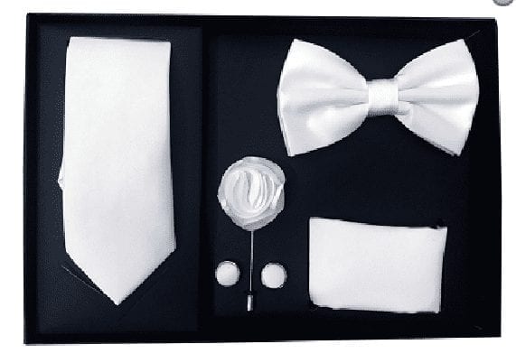 PAHALA Mens Silk Jacquard Woven Necktie Cufflinks Pocket Square Set Box S33