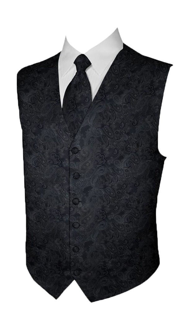 Black Paisley Tuxedo Vest