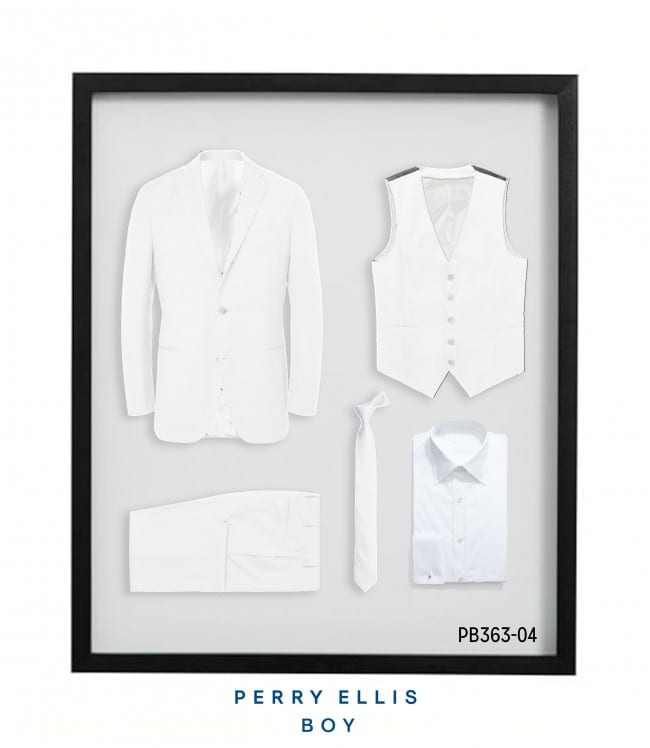 Boy's White Perry Ellis Rio Tuxedo Dinner Suit Jacket with Optional Pants 