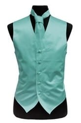 Aqua Satin Tuxedo Vest