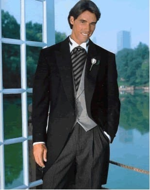 Men's Black Tuxedo Tailcoat 100% Wool with Satin Notch Lapel Dickens Costume 