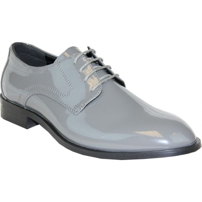 Tuxedo Shoes Grey Patent Leather Men 