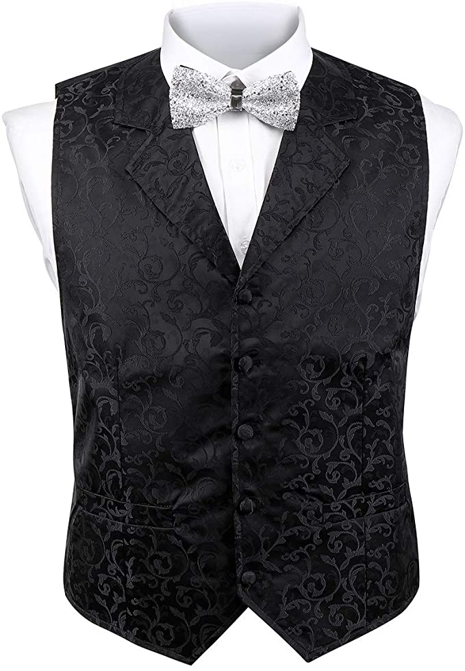 New Men's Tuxedo Vest Waistcoat Vertical Stripes Bowtie prom wedding party Mocca 