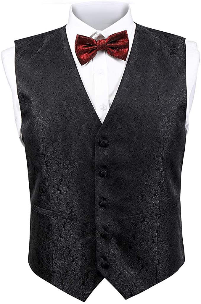 Men's Formal Suit Tuxedo Vest Paisley Vest Slim Fit Prom Wedding Uniform