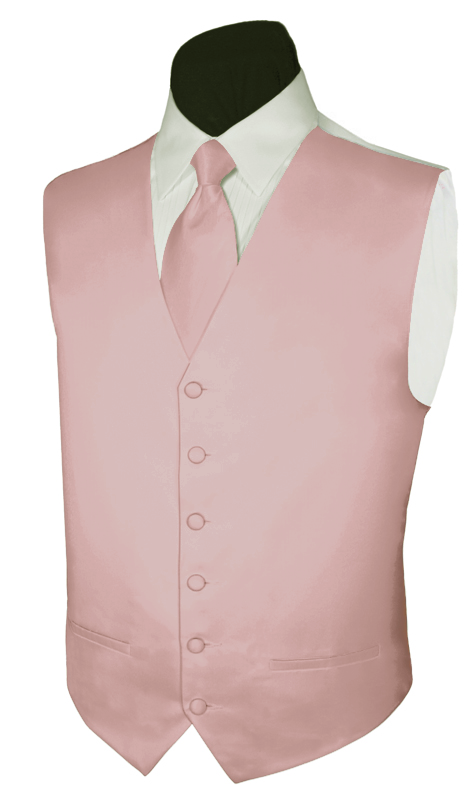 Light Pink Satin 5 Button Full Back Vest